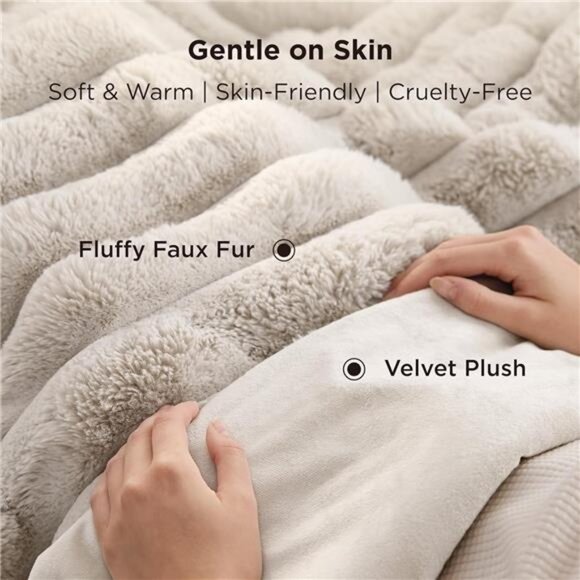 Faux Fur Throw Blanket Soft Cozy Luxury Christmas Blanket Couch Sofa Bed Winter - Picture 3 of 8